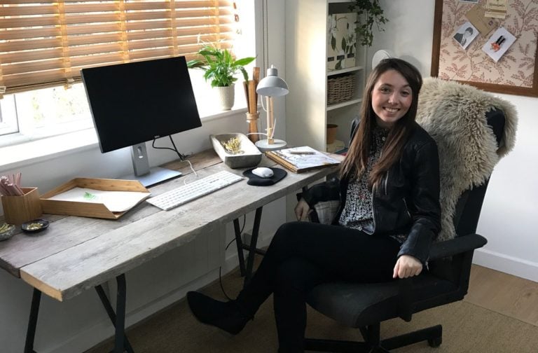 Ashleigh at her desk